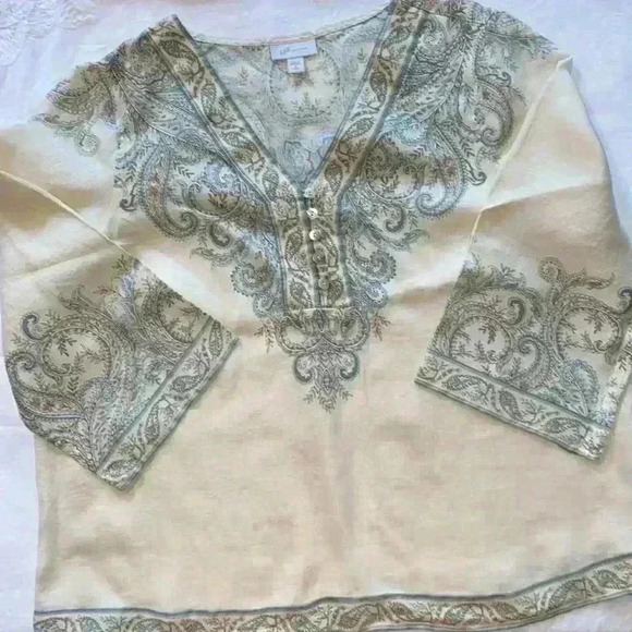 J Jill paisley print linen top - Picture 2 of 6